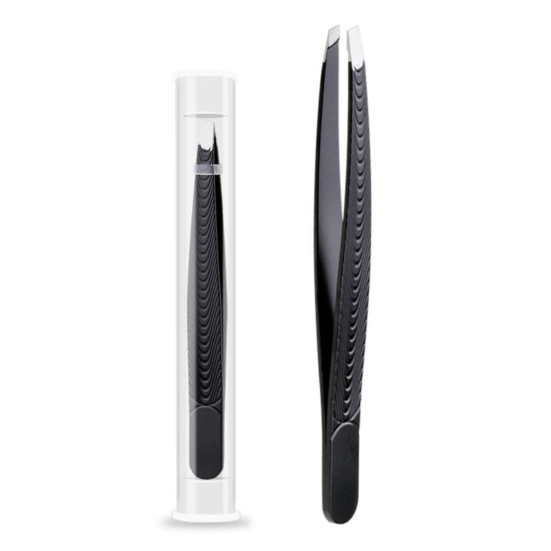 High-Precision Black Angled Eyebrow Tweezers - Euroselle