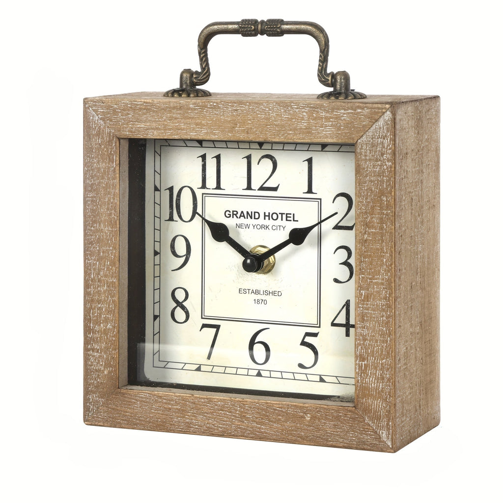 Rustic Wooden Shelf Clock with Glass Cover for Home Decor - Euroselle