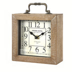 Rustic Wooden Shelf Clock with Glass Cover for Home Decor - Euroselle