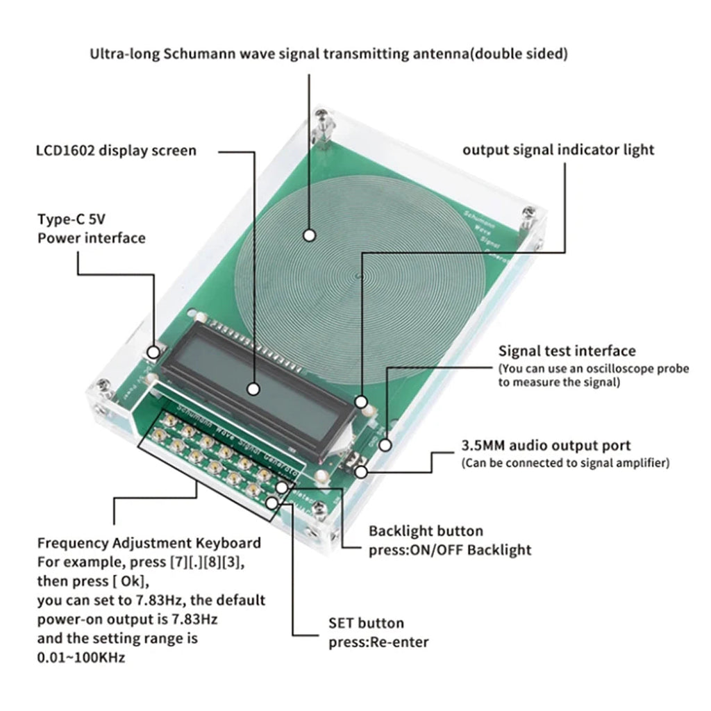 Sinuswellensignalgenerator — 7.83 Hz Einstellung, 0.01–100,000 Hz
