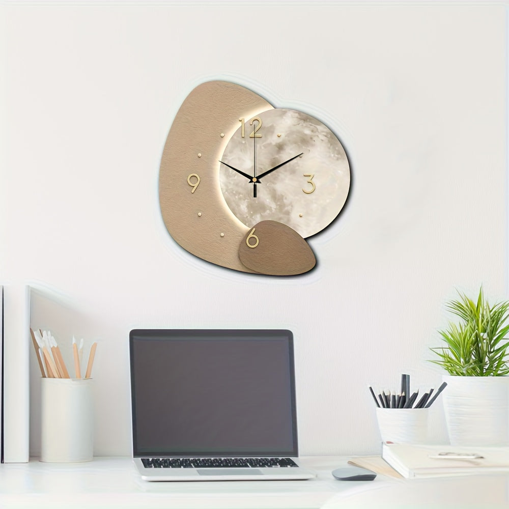 Designer Wooden Wall Clock with Golden Highlights - Euroselle