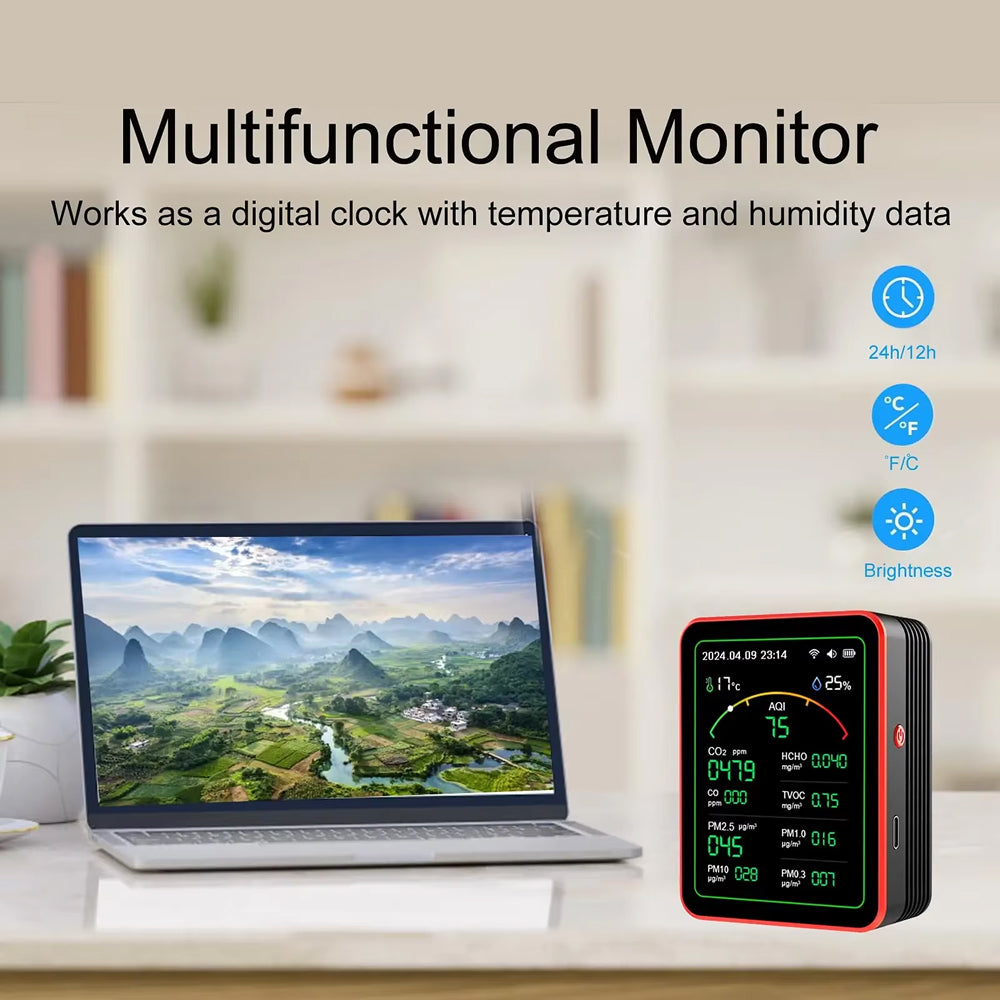 15-in-1-WLAN-Luftqualitätsmessgerät — CO2-, VOC- und PM2.5-Detektor