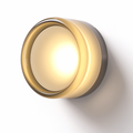 Aplica LED rotundă — lampă de perete cu sticlă în nuanță chihlimbar