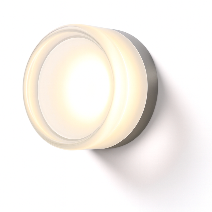 Aplica LED rotundă — lampă de perete cu sticlă în nuanță chihlimbar