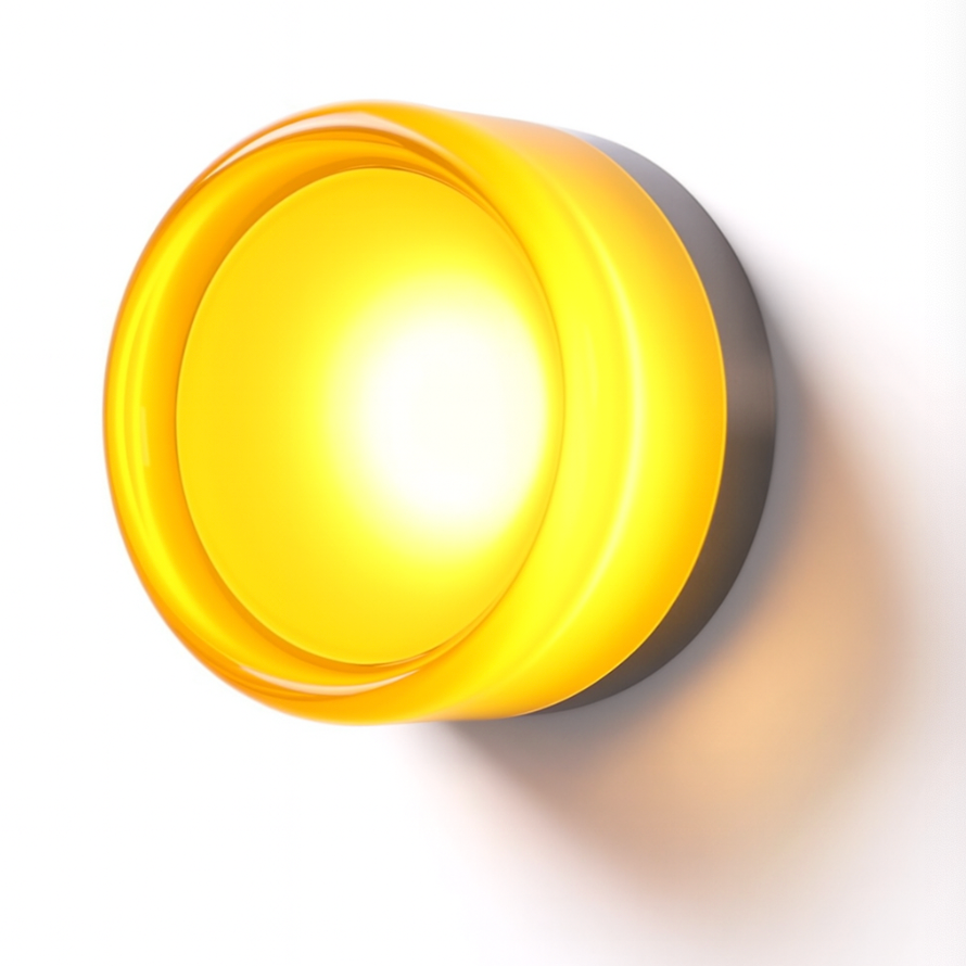 Aplica LED rotundă — lampă de perete cu sticlă în nuanță chihlimbar