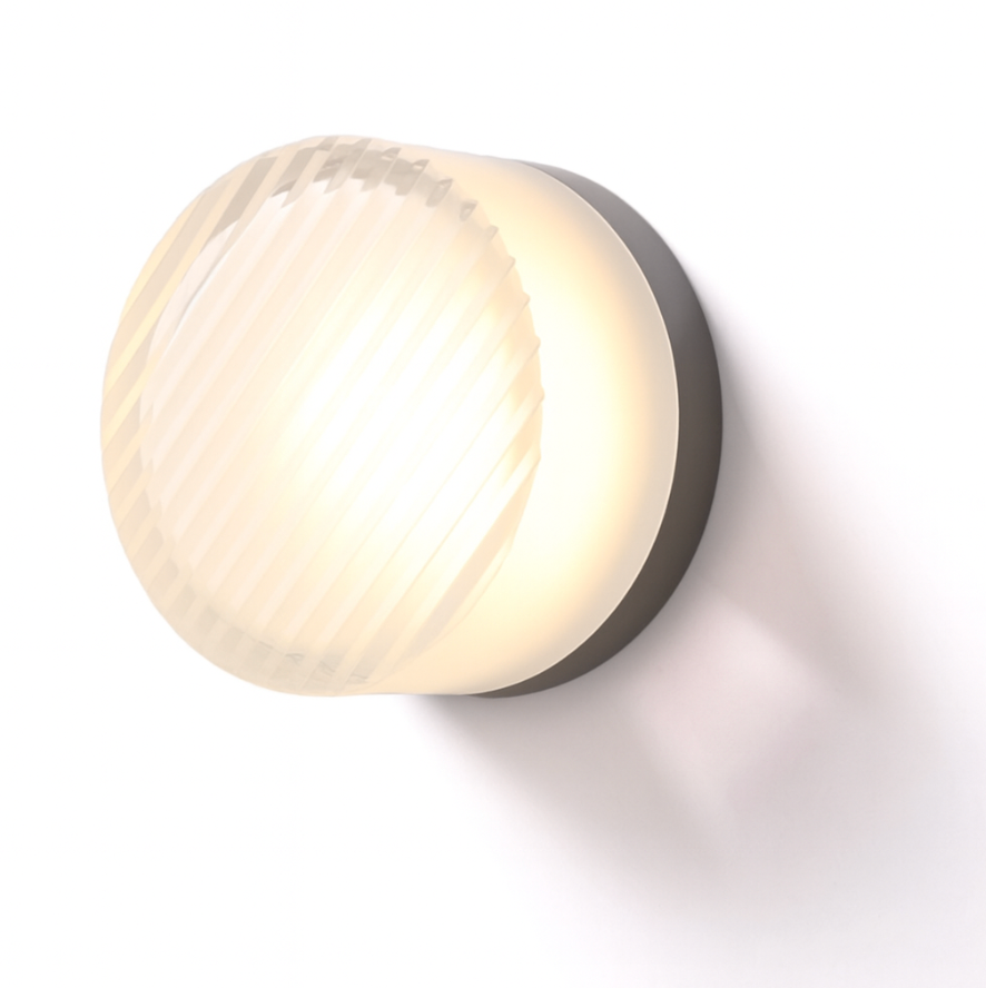 Aplica LED rotundă — lampă de perete cu sticlă în nuanță chihlimbar