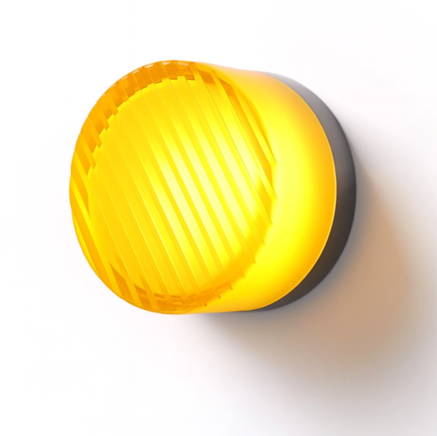 Aplica LED rotundă — lampă de perete cu sticlă în nuanță chihlimbar