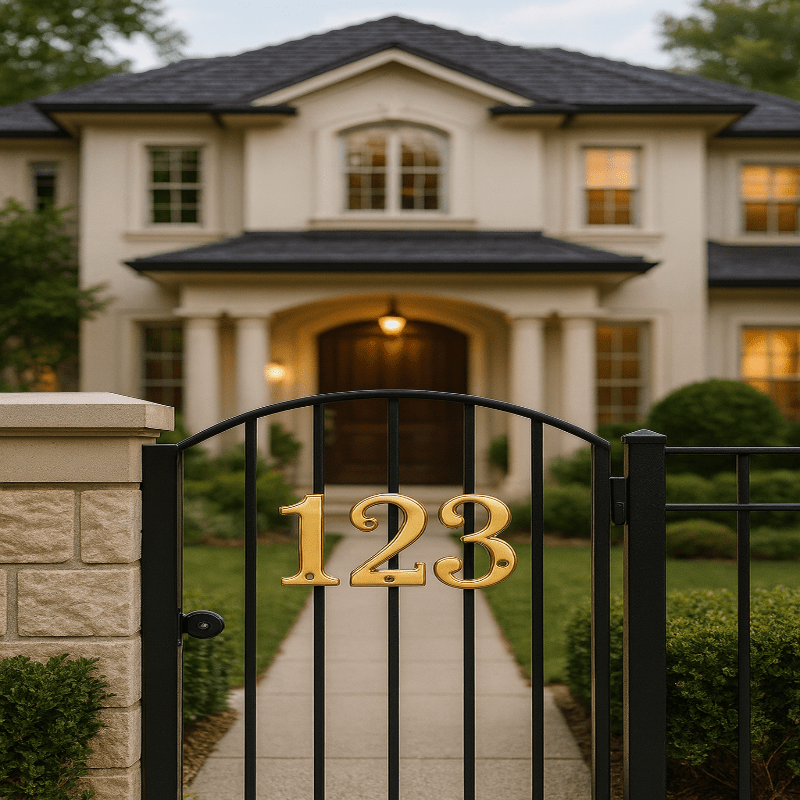 LumaCraft Solid Brass House Numbers — Integrated Mounting Design, Hardware Included