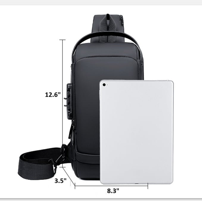 Crossbody-slingtaske — vandafvisende, USB-port, TSA-lås