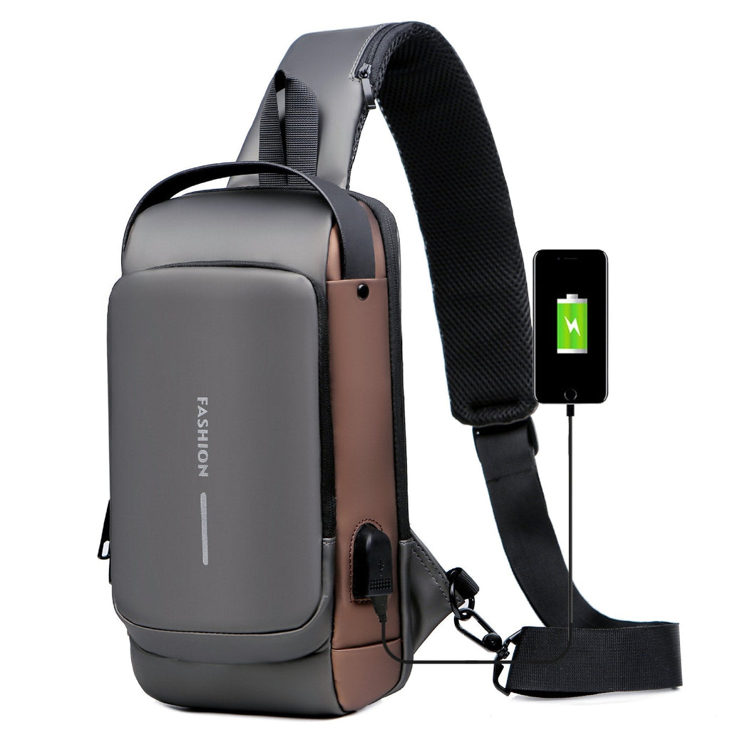 Crossbody-slingtaske — vandafvisende, USB-port, TSA-lås