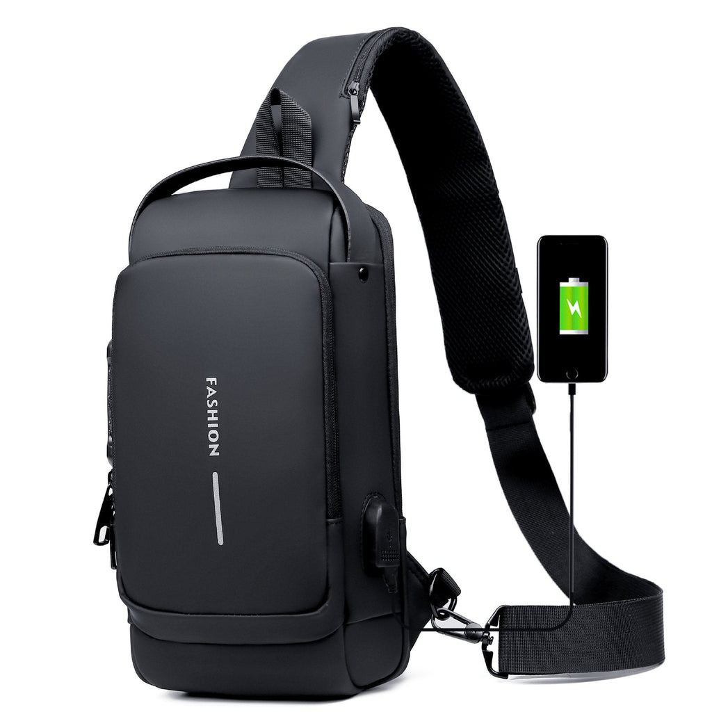 Crossbody-slingtaske — vandafvisende, USB-port, TSA-lås