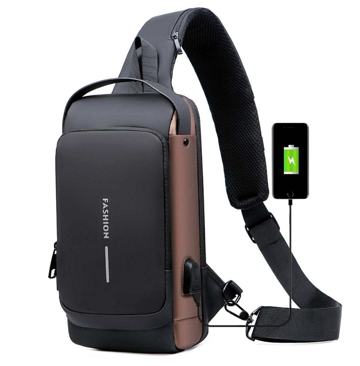 Crossbody-slingtaske — vandafvisende, USB-port, TSA-lås