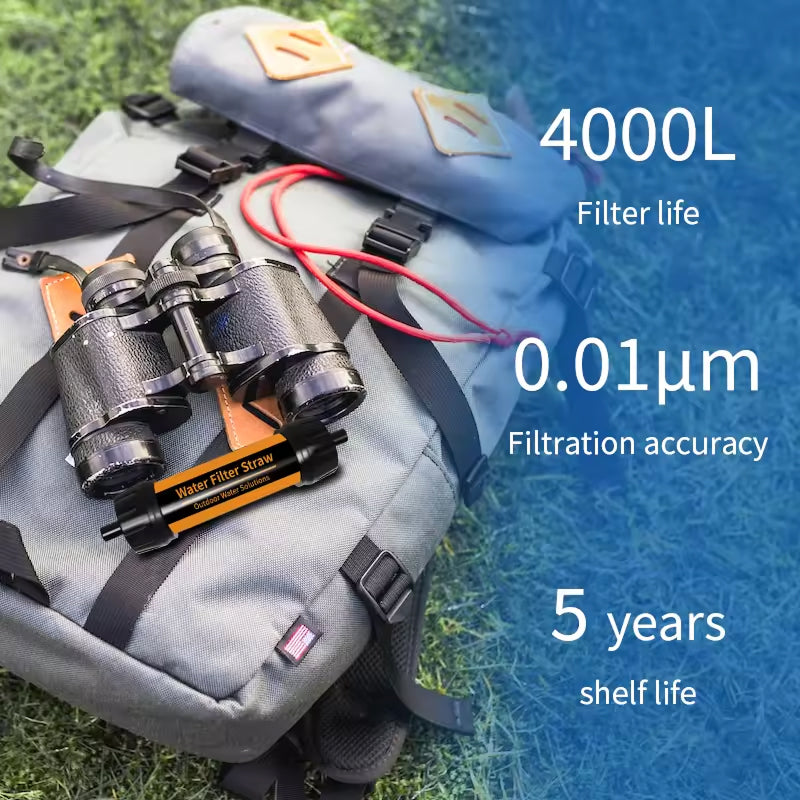 Portable Survival Water Filter Straw — 4000L Capacity, 0.01