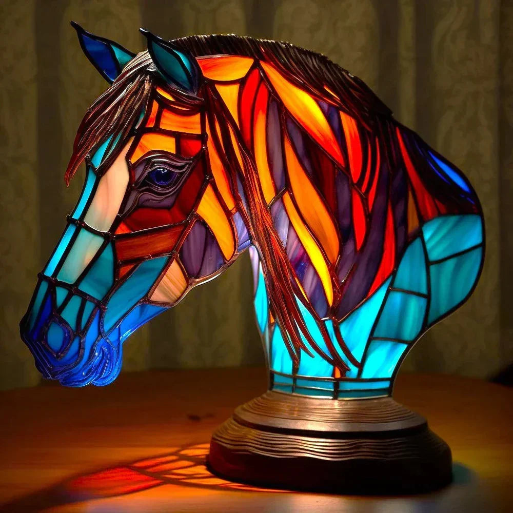 Lámpara de mesa de vidrieras con fauna silvestre - Adorno artesanal de animales