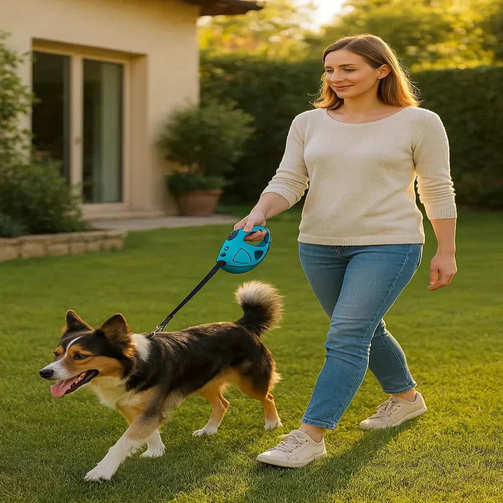 LuminaGrip Automatic Dog Leash — Built-In LED Light, Anti-Slip Handle
