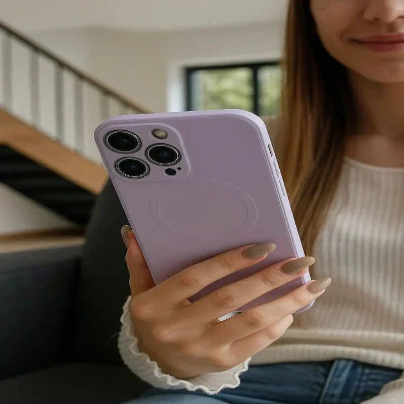 NovaGuard Soft Silicone Case for iPhone 17 — Embedded Magnets, Textured Secure Grip