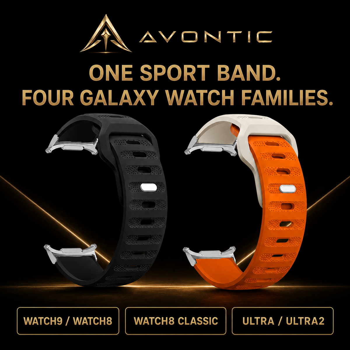 Samsung Galaxy Sport Band — Vented Silicone, 13 Colors, 40/44/46/47mm