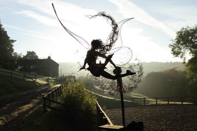 Décoration de jardin en acier inoxydable en forme de pissenlit – Sculpture métallique pour le jardin