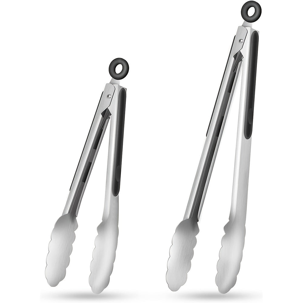 Stainless Steel Kitchen Tongs with Silicone Grip & Locking Feature - Euroselle