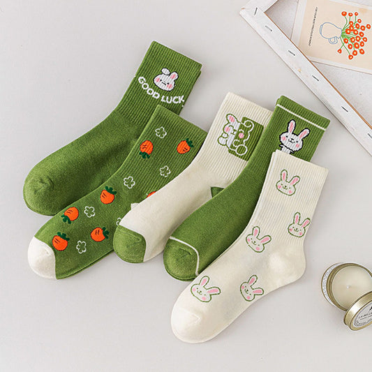 Chaussettes Fantaisie Femme – Motif Lapin & Carotte