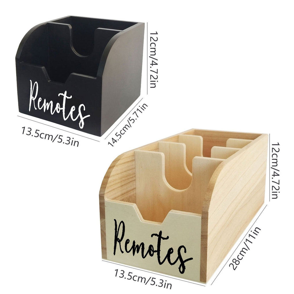 4-Compartment Wooden Remote Organizer Box | No Electricity Needed - Euroselle
