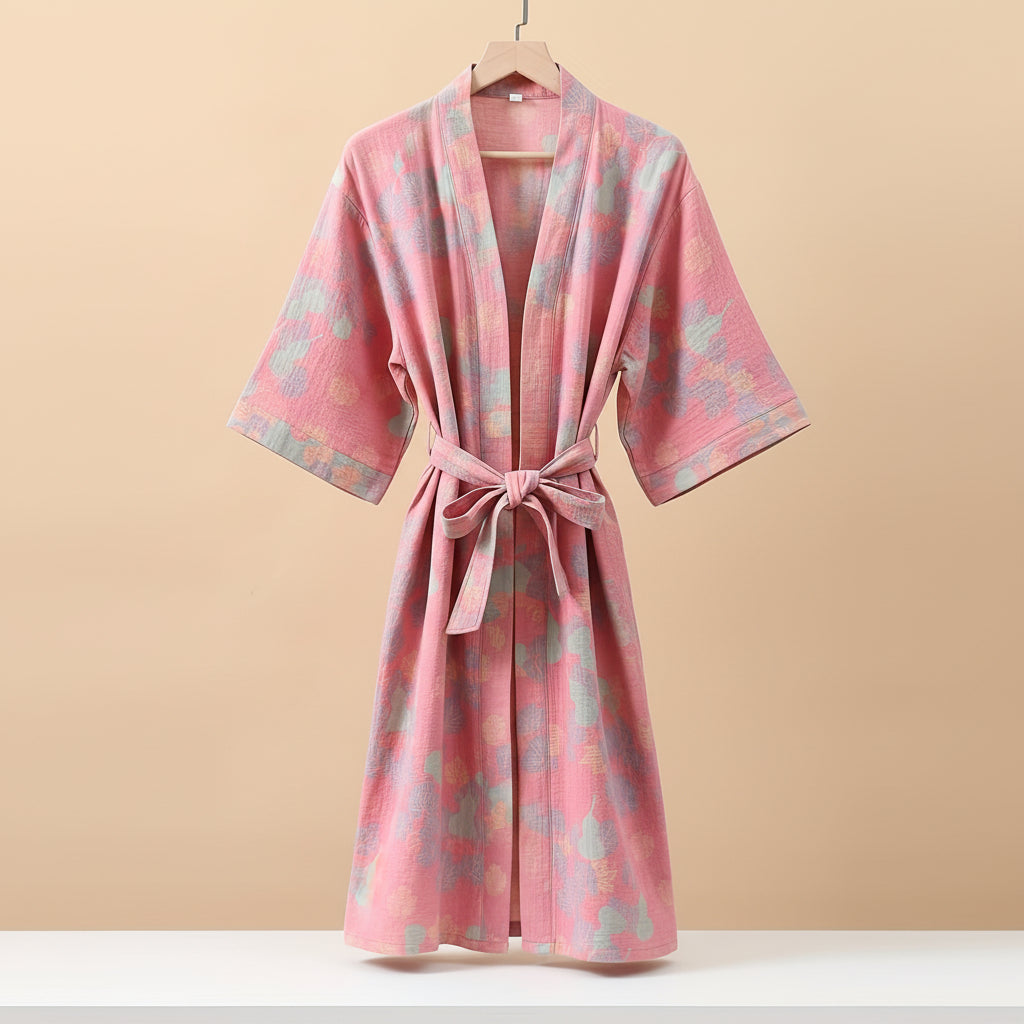 Premium 100% Cotton Double-Layer Gauze Pajama Set Unisex Mid-Length for All Seasons - Euroselle