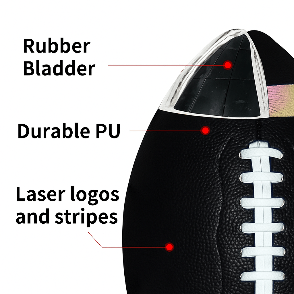 PulseGrip piłka do rugby rozmiar 9 — profesjonalny chwyt, powłoka z imitacji skóry PU, faktura plastra miodu