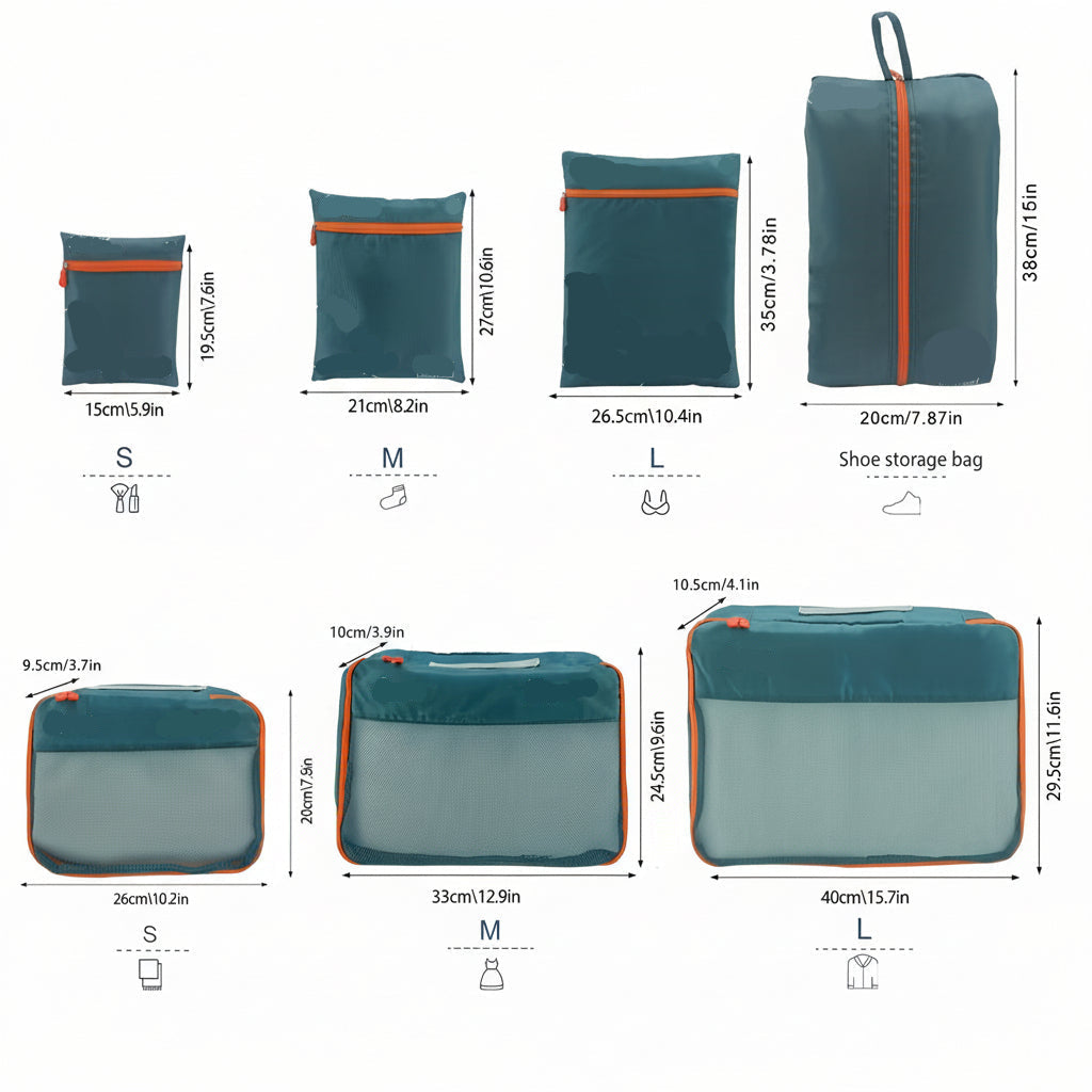 Portable 7pcs Suitcase Organizing Bag Set for Travel - Euroselle