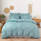 Grid Tufted Soft Bedding Duvet Cover Set - Euroselle