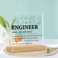 Minimalistisches flaches Acryl-Namensschild mit Holzständer für Schreibtisch- & Regalgestaltung - Euroselle