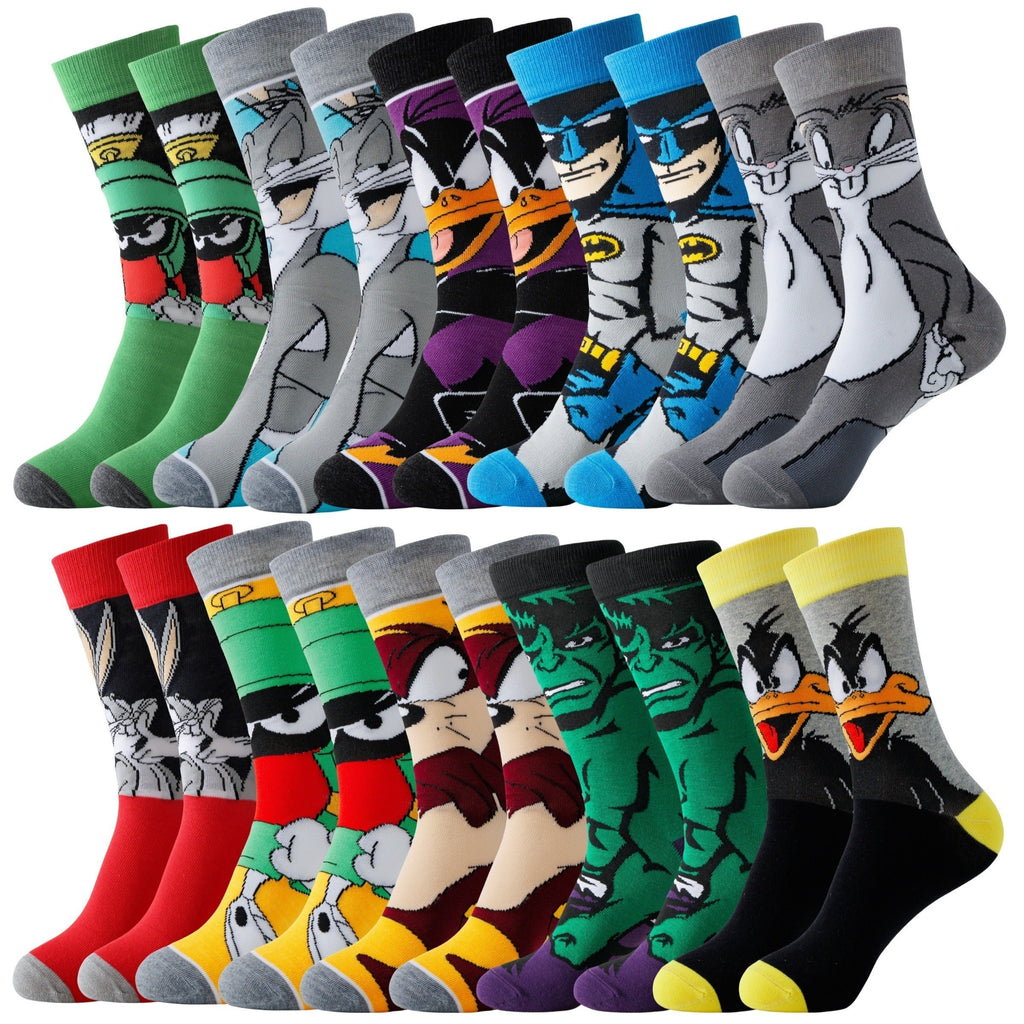 Unisex Ankle Socks 20-Pack Polyester Spandex Blend Multicolor Cartoon Designs Low-Cut Athletic Crew for Sneakers Running Daily Wear Men Wome