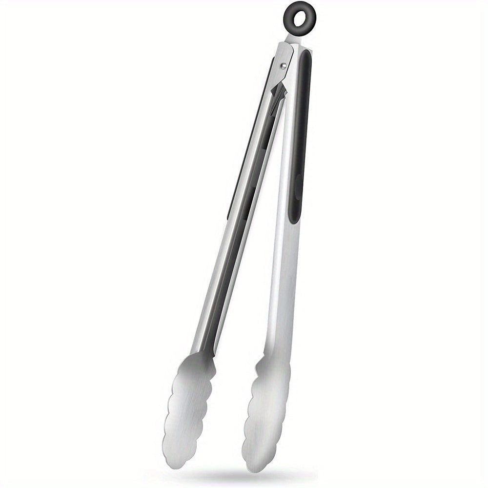 Stainless Steel Kitchen Tongs with Silicone Grip & Locking Feature - Euroselle