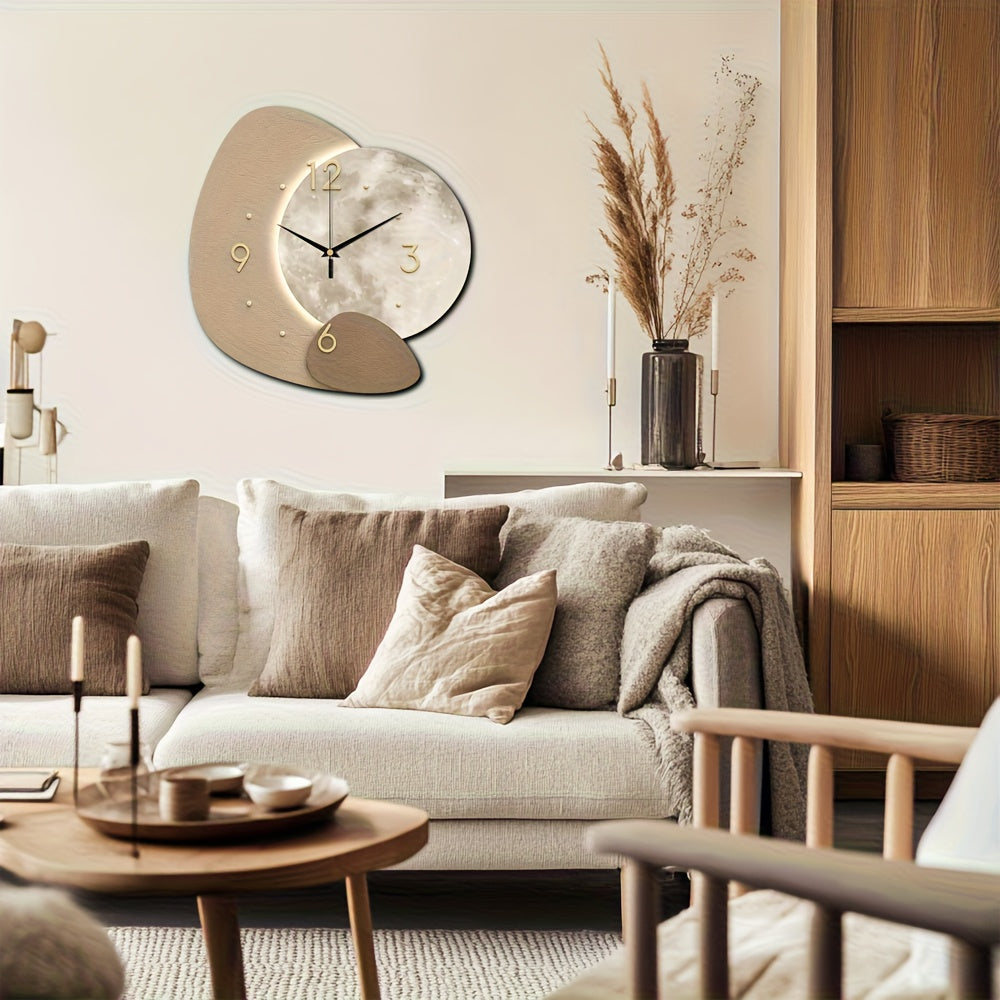Designer Wooden Wall Clock with Golden Highlights - Euroselle