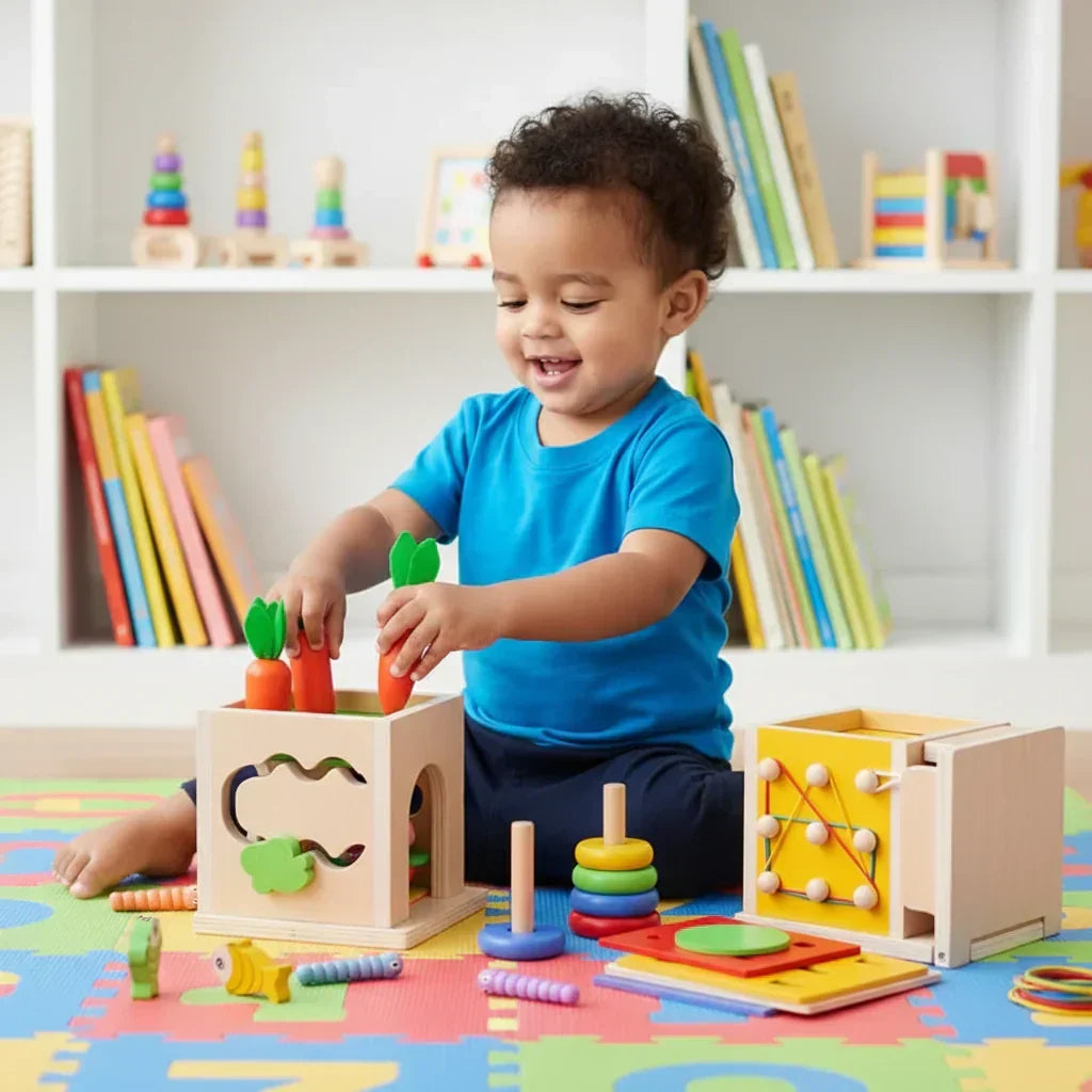 NovaNest 8 az 1-ben Montessori babajátékkocka — 8 fejlesztő tevékenység