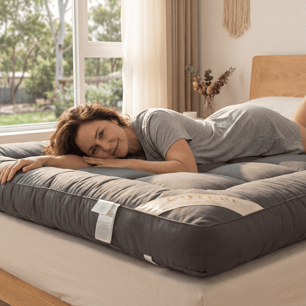ריפוד מיטה מקצף זיכרון עם פחם במבוק בעובי 2-Inch — מקרר, היפואלרגני
