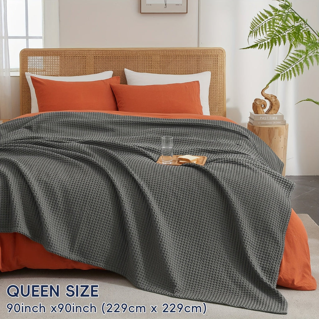 Lightweight Waffle Throw Blanket for Cozy All-Season Comfort - Euroselle