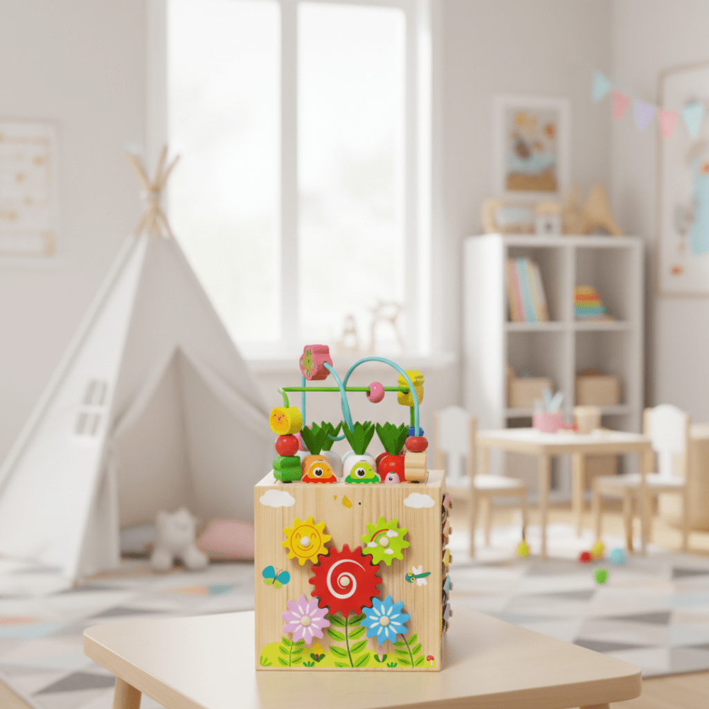 BrightPath otte-i-en-aktivitetskube - Montessori-inspireret læringslegetøj