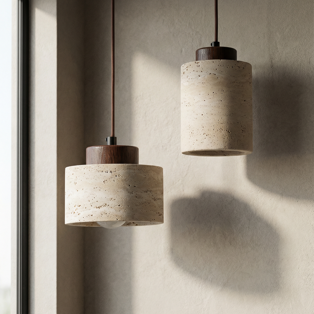Texturerad taklampa i sten — naturlig ådring, modern minimalistisk stil
