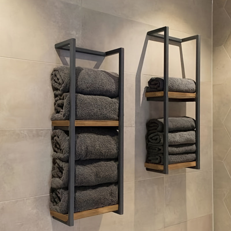 Toallero de pared de acero inoxidable — soporte de 2 niveles