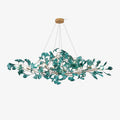 Candelabru botanic cu ramură și frunze de ginkgo — cadru din metal și acril, verde, albastru, cafea
