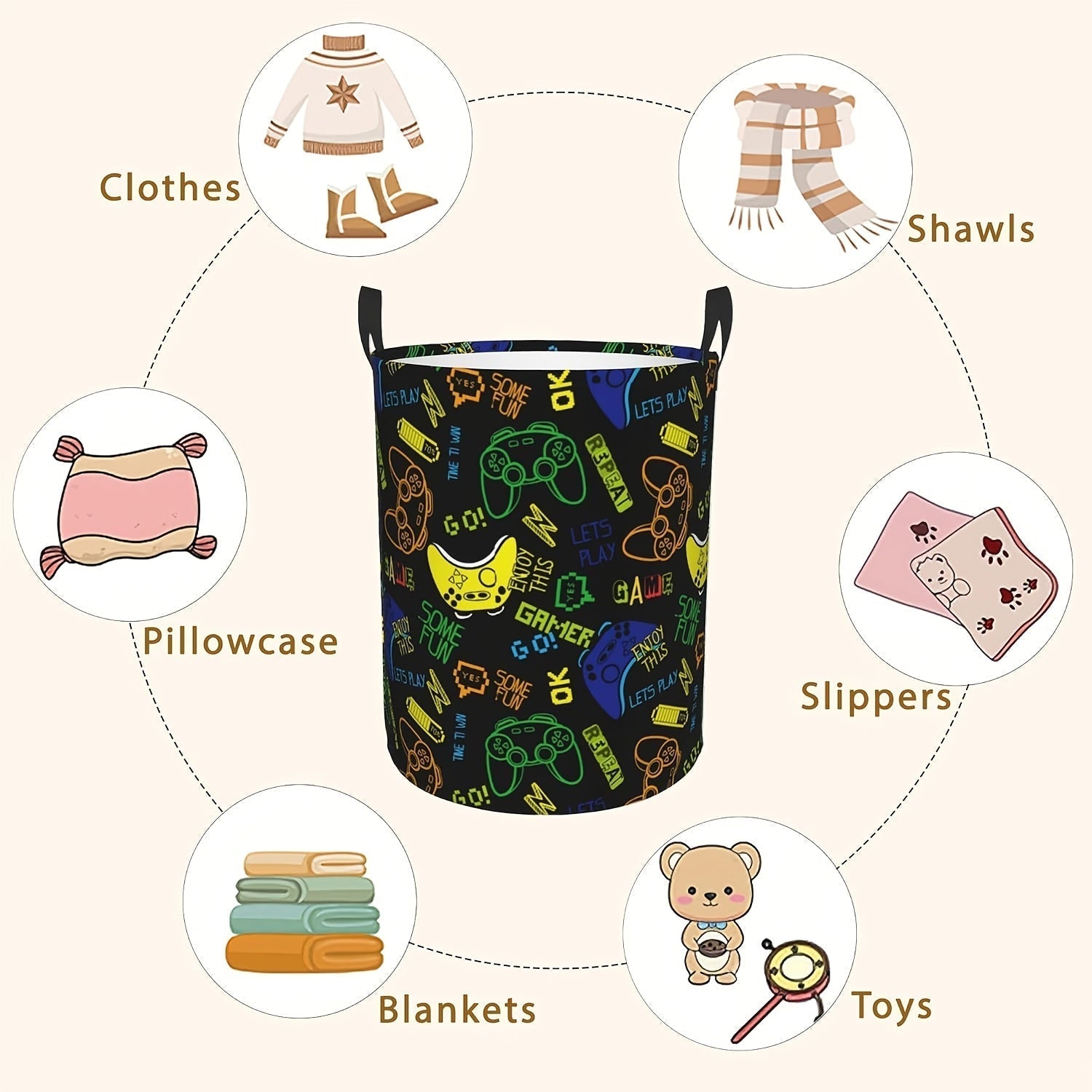 Foldable Game Controller Laundry Storage Basket - Euroselle