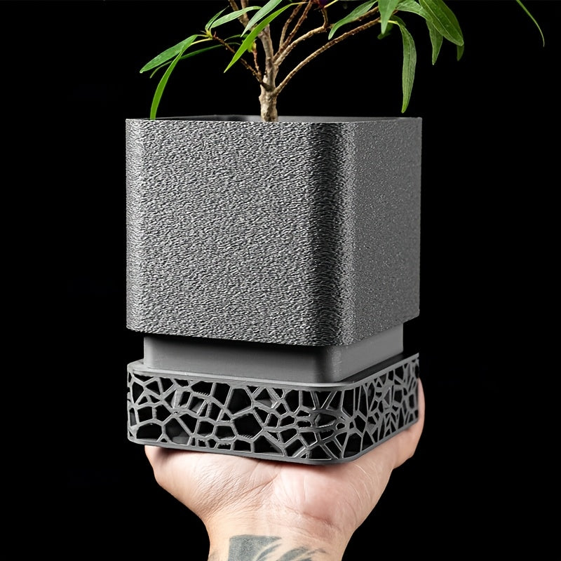 Modern Geometric Planter with Drainage Tray for Clean Plant Display - Euroselle