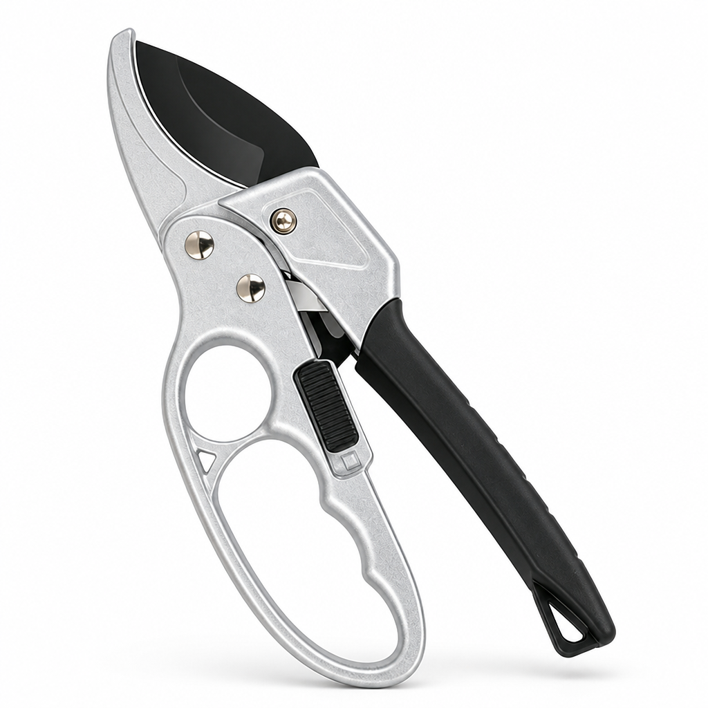 Foarfecă de grădină cu clichet — lamă din oțel SK5, mâner ergonomic antiderapant