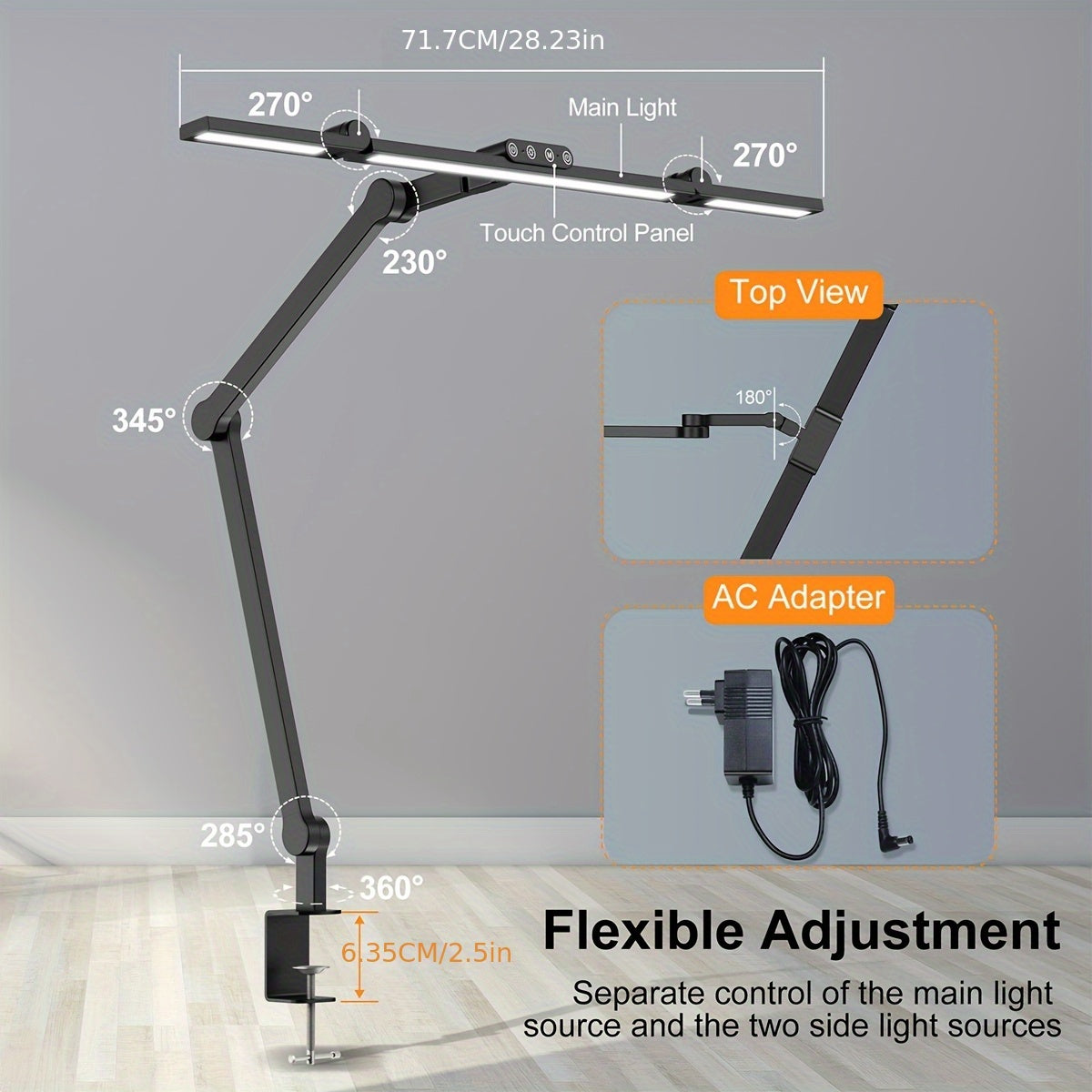 Three-Head Clampable LED Desk Lamp - Euroselle