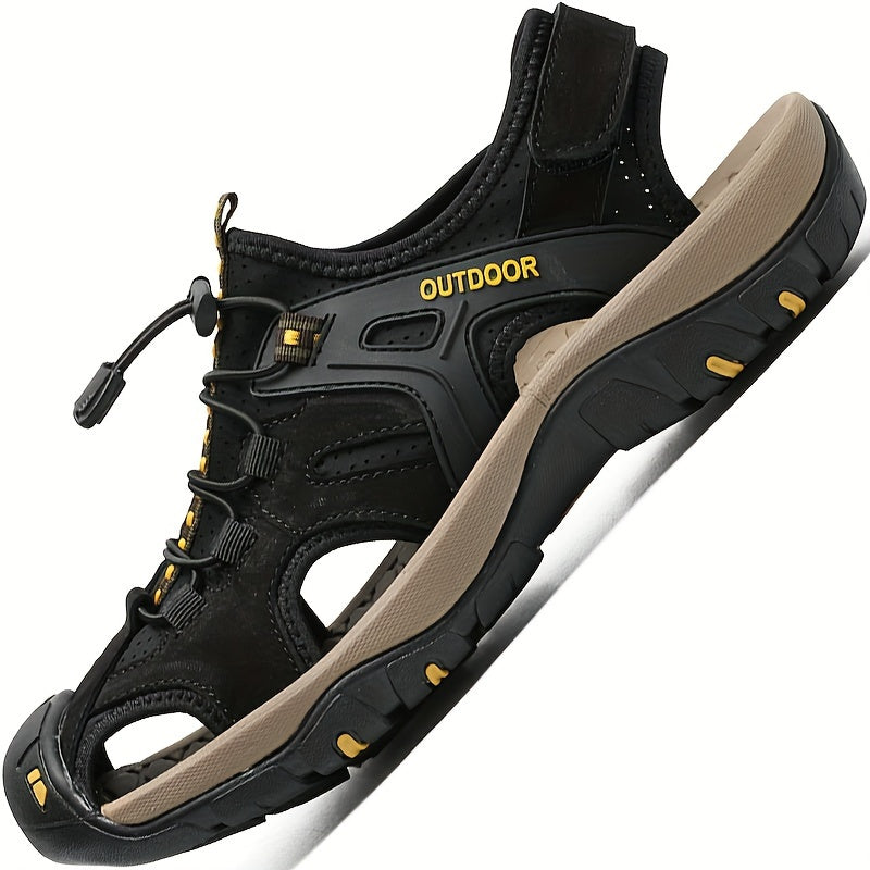 Men's Closed-Toe Sport Sandals — Breathable Rubber Sole, Elastic Strap