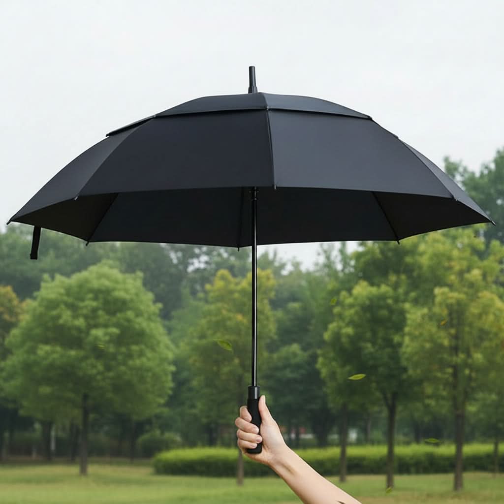 Duży automatyczny parasol z podwójną czaszą — odporny na wiatr, dla 2-3 osób