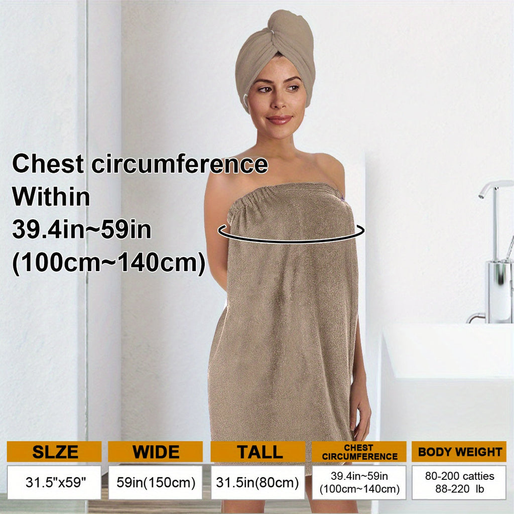 Minimalist Solid Bathrobe and Towel Set Lightweight Quick-Dry Easy Bath Wrap Essentials - Euroselle