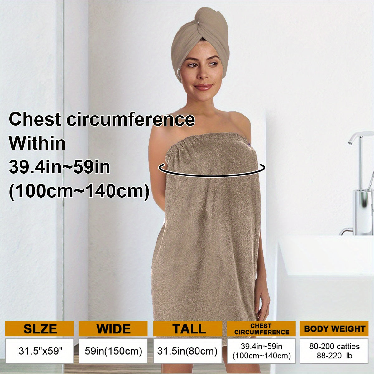 Minimalist Solid Bathrobe and Towel Set Lightweight Quick-Dry Easy Bath Wrap Essentials - Euroselle