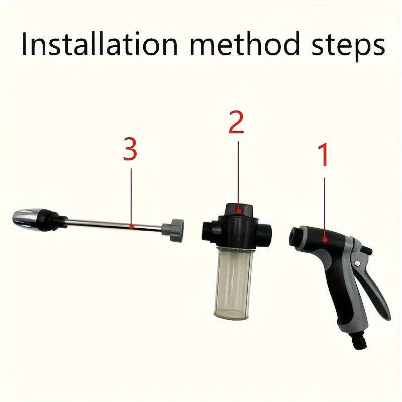 High-Pressure Garden Water Gun with Foam Cannon and Long Handle Sprayer - Euroselle