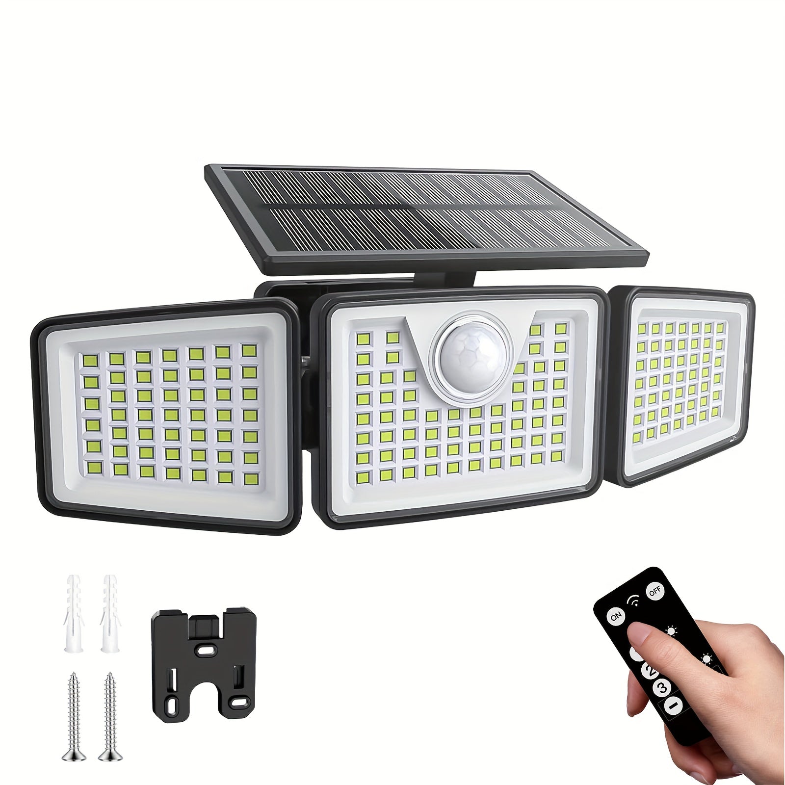 2500 Lm Solar Outdoor Area Lights, 3 Modes, Motion Activated - Euroselle